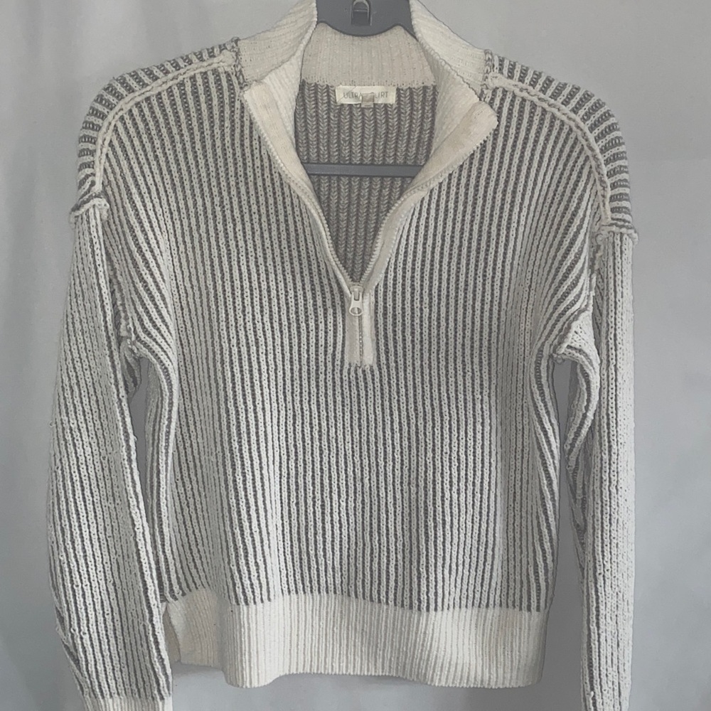 Ultra Flirt Cream Zip-Up Sweater